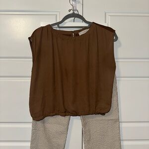 LOFT Chocolate Brown Sleeveless Top SP with riviera slim pants 4P